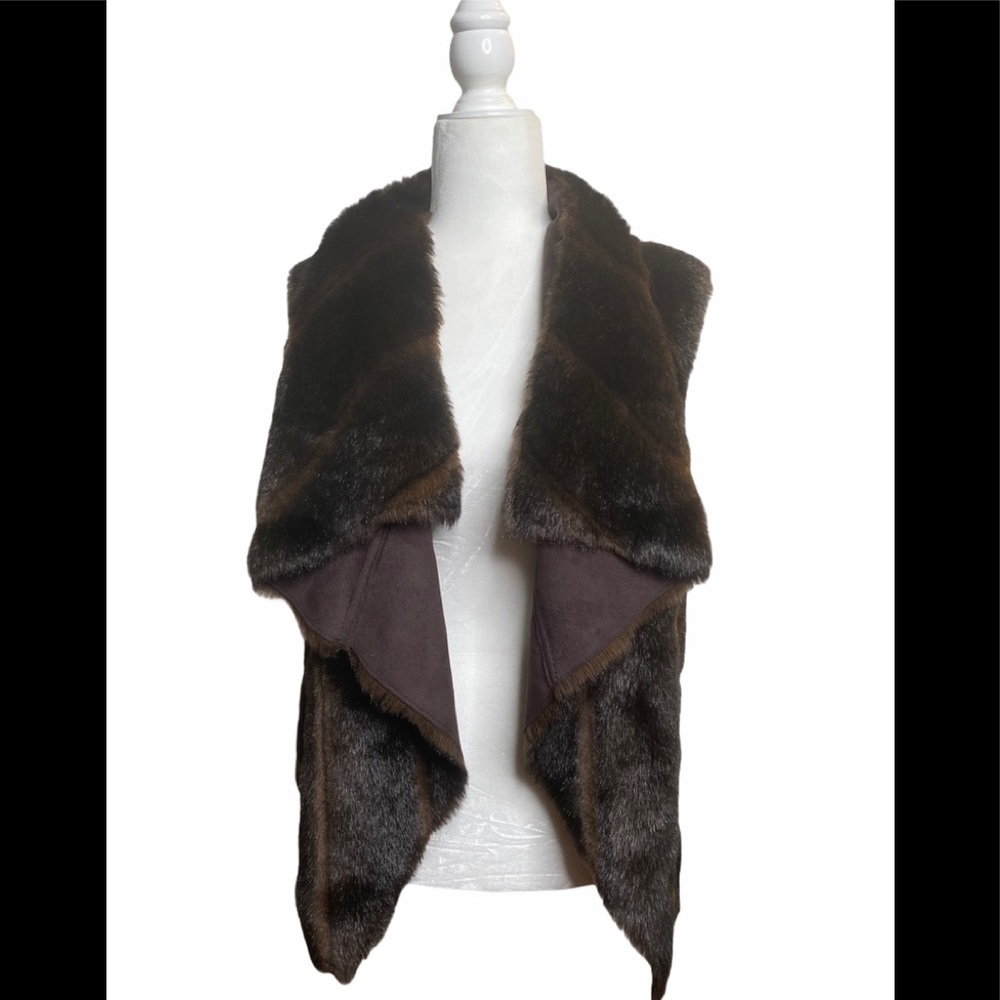 Bebe Reversible Faux Fur Brown Vest